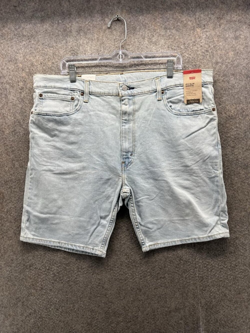 Levi's 412 Slim Bermuda Shorts Mens 40 Blue Denim Stretch 5 Pocket Casual